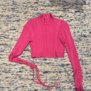 Herve Leger Fuchsia Ribbed Crop Top